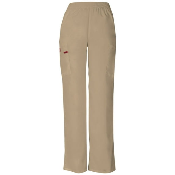 dickies women's eds signature scrubs missy fit pull-on cargo pant, khaki, x-small
