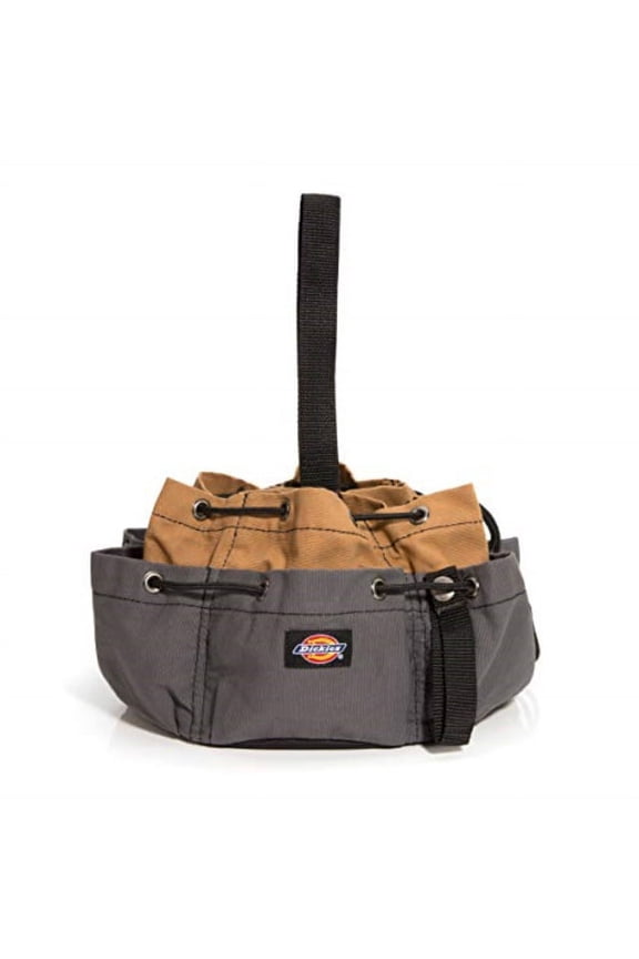 work gear 12-pocket style 57004 grey/tan drawstring work tool bag construction snap-secured tape strap 8.8 oz