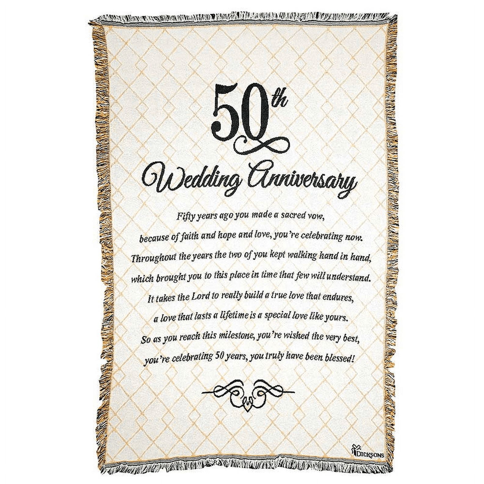 50th Wedding Anniversary Poem White 48 x 68 All Cotton Tapestry Throw
