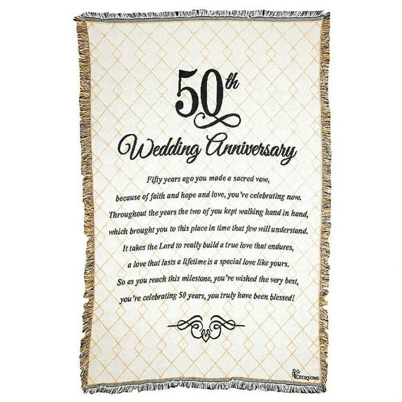 dicksons 50th wedding anniversary poem 48 x 68 all cotton tapestry throw blanket