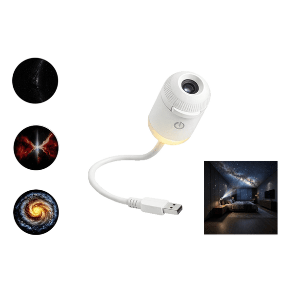 difdany 2-in-1 Galaxy Projector Night Light, USB Starry Sky Projector with Adjustable Brightness, Mini LED Projection Lamp with Films for Bedroom Ceiling Wall Decor(3 Projection Films)