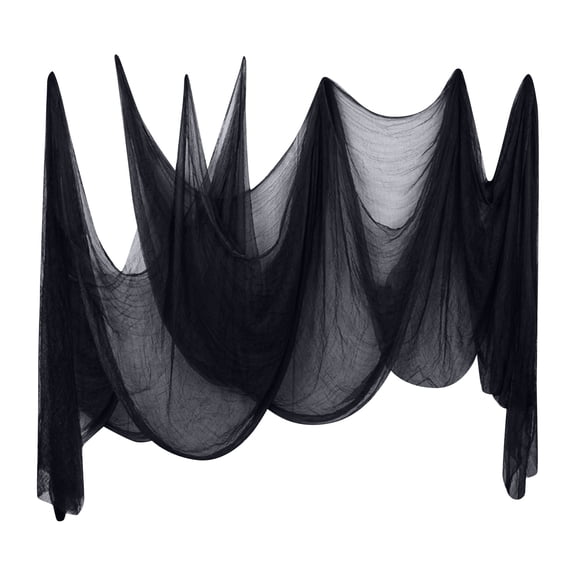 difdany 276 x 8 Inches Halloween Horror Cloth, 1 pc Long Creepy Gauze Drape for Porch Doorway, Structural Grid Haunted House Atmosphere Fabric