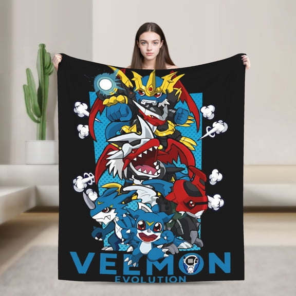 digimon veemon evolution Funny Soft for Winter Flannel Blanket