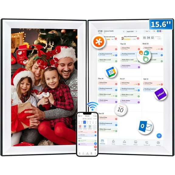 Jazeyeah 15.6" Smart 2026 Digital Family Calendar Wall Planner,Voice Message Feature ,Touchscreen Interactive Display for Family Schedules, Achievement Rewards, Meal Planning,Digital Picture Frame