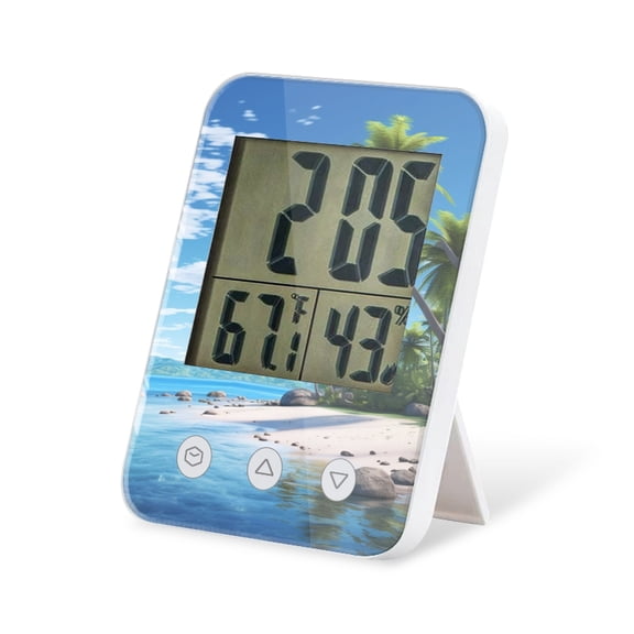 digital hygrometer indoor thermometer with High Accuracy Sensor LCD Display for Kitchen Baby Room Office-Beautiful Tropical Beach With Palm Trees And Clear Blue Water