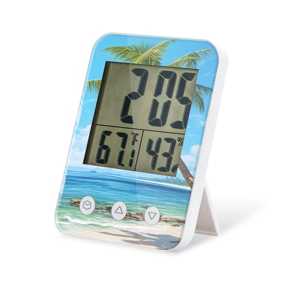 digital hygrometer indoor thermometer with High Accuracy Sensor LCD Display for Kitchen Baby Room Office-Beautiful Beach With Palm Trees And Blue Sky