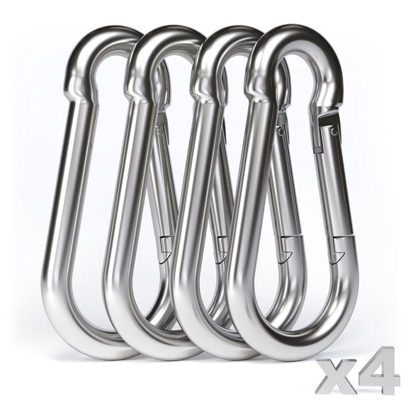 dimok Large Heavy Duty Carabiner Clips Stainless Steel Spring Snap Hook Set - Camping Swing Boat Hammock Hiking 3 1/2 Inch