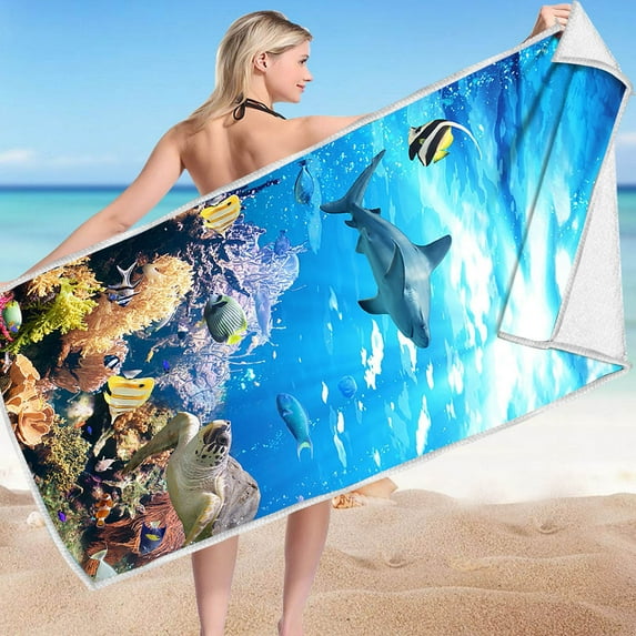 dinapents 75x150cm Beach Towel - Extra Large Turkish Square Print Microfiber Multi-Purpose Sandproof Sarong Mat