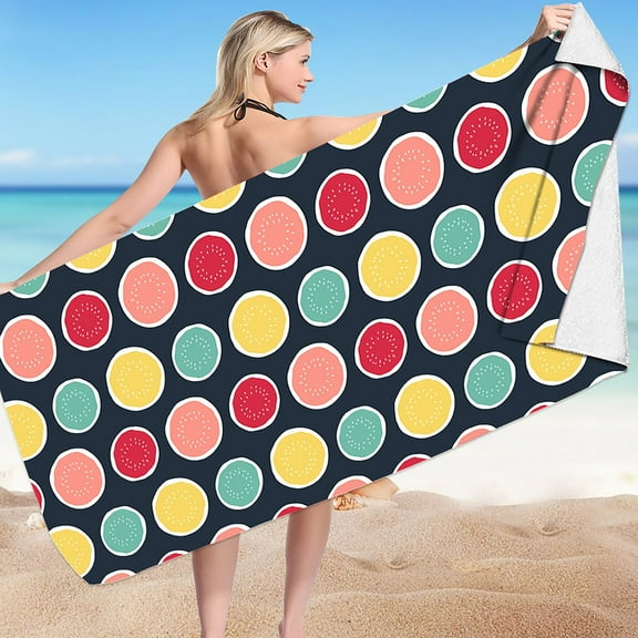 dinapents 75x150cm Microfiber Beach Blanket Towel - Summer Collection Oversized 250g Quick Dry Sand-Resistant with Artistic Square Edge Design