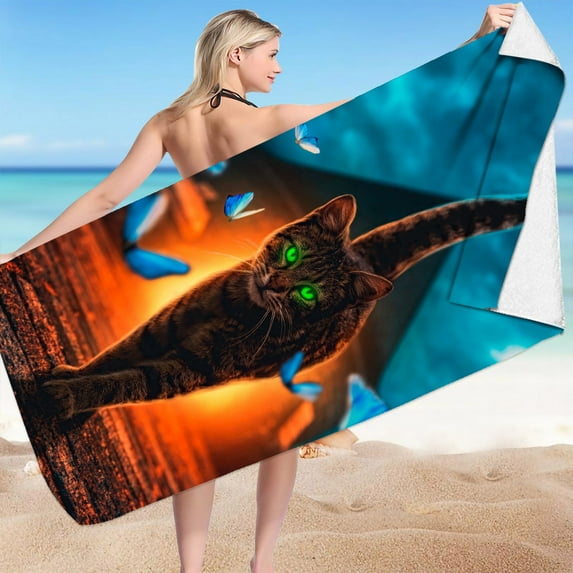 dinapents 75x150cm Quick-Dry Beach Towel - Thick Microfiber Sand-Free Reversible Towel for Adults, Waterproof Picnic Blanket & Yoga Mat