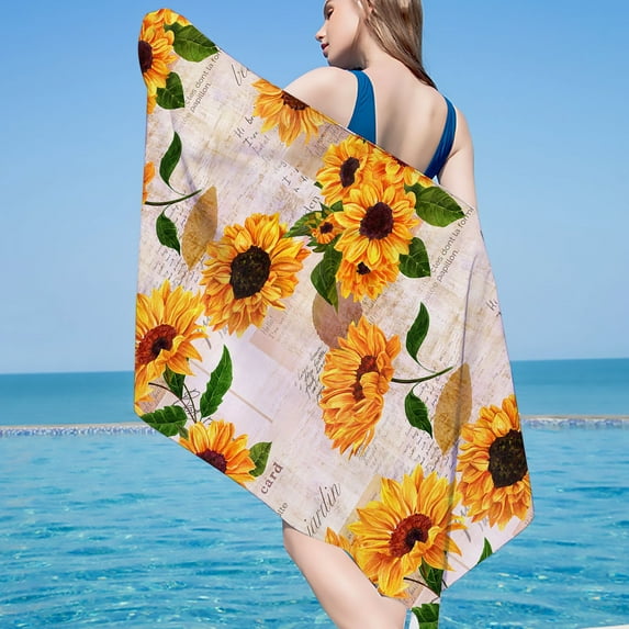dinapents 75x150cm Square Beach Towel & Mat - Quick-Dry Microfiber Printed Oversized Shawl with Sand-Resistant Technology