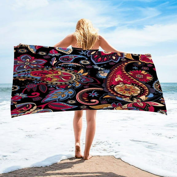 dinapents 75x150cm XL Microfiber Beach Towel - Lightweight Compact Sand-Resistant Square Print for Travel & Outdoor Activities