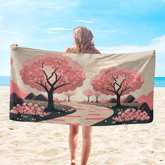 dinapents Artistic Printed Beach Towel 75x150cm - Microfiber Square Design, Compact Travel Sand Mat