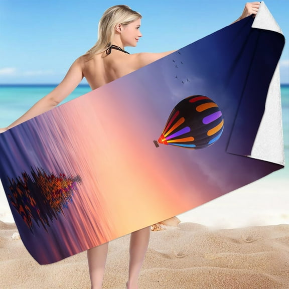 dinapents Artistic Printed Beach Towel 75x150cm - Microfiber Square Design, Compact Travel Sand Mat