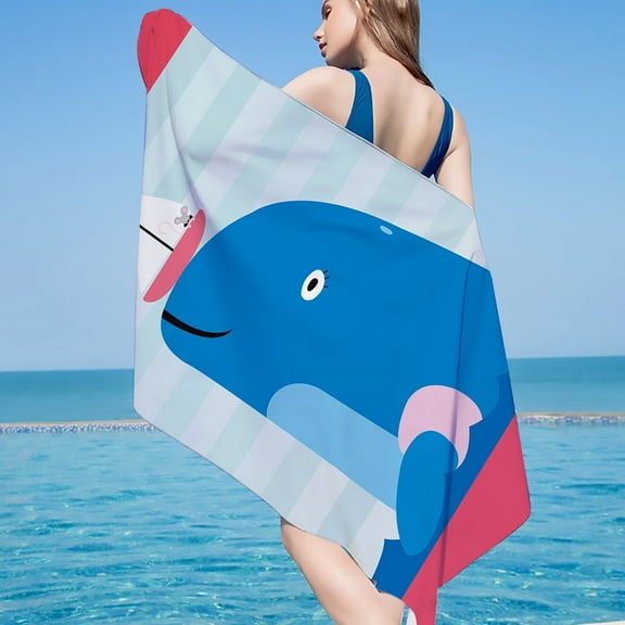 dinapents Artistic Printed Beach Towel 75x150cm - Microfiber Square Design, Compact Travel Sand Mat