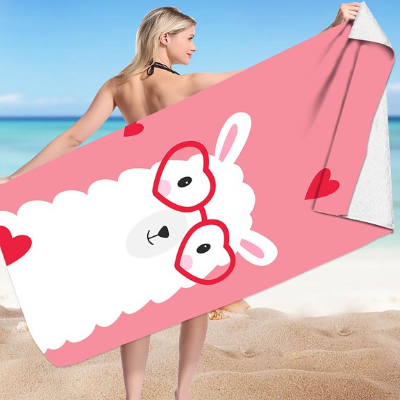 dinapents Artistic Printed Beach Towel 75x150cm - Microfiber Square Design, Compact Travel Sand Mat