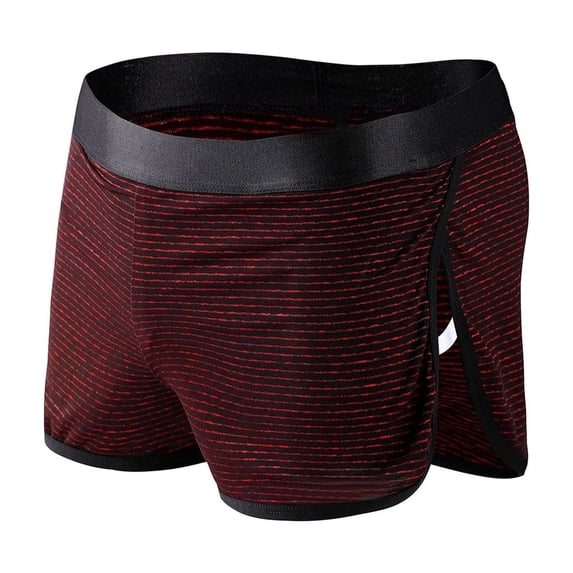 dinapents Boxer Briefs for Men Big and Tall Thin Breathable Underwear Striped Solid Color No-Show Lounge Shorts for Summer
