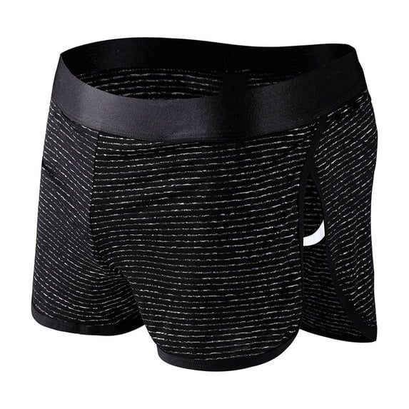 dinapents Boxer Briefs for Men Big and Tall Thin Breathable Underwear Striped Solid Color No-Show Lounge Shorts for Summer