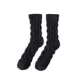 thumbnail image 1 of dinapents Cable Knit Crew Socks for Women Non-Shedding Fuzzy Plush Mid-Calf Socks for Warm Home Sleep, 1 of 2