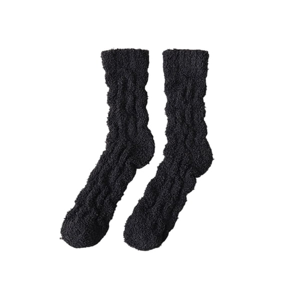 dinapents Cable Knit Crew Socks for Women Non-Shedding Fuzzy Plush Mid-Calf Socks for Warm Home Sleep