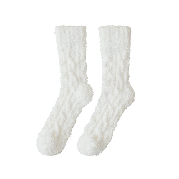 dinapents Cable Knit Crew Socks for Women Non-Shedding Fuzzy Plush Mid-Calf Socks for Warm Home Sleep