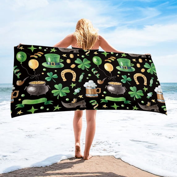 dinapents Extra Large Beach Towel 75x150cm - Quick-Dry Microfiber Printed Square Shawl with Sand-Resistant Technology