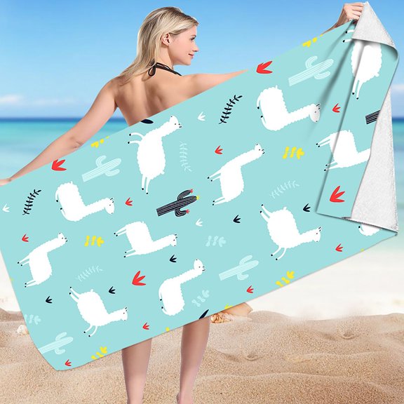 dinapents Extra Large Printed Beach Towel 75x150cm - Soft Microfiber Square Design, Lightweight Sand Mat Yoga Mat Combo