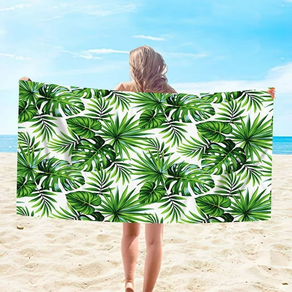 dinapents Extra Wide 75x150cm Beach Towel - Microfiber Square Print Sandproof Lightweight for Summer Vacation & Poolside