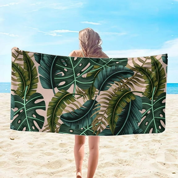 dinapents Family Beach Towel- 75x150cm Printed Microfiber Square Towels, Quick-Dry Sandproof for Kids & Adults
