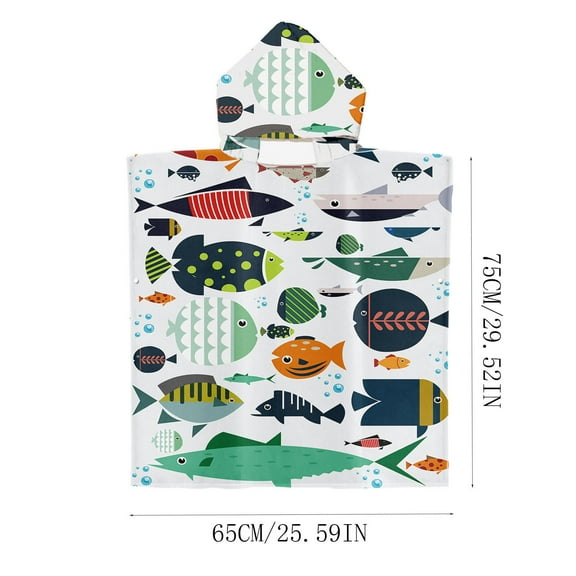 dinapents Hooded Baby Beach Towel 60x60cm Soft Cotton Sandproof Cape for Boys Girls Ages 3-10