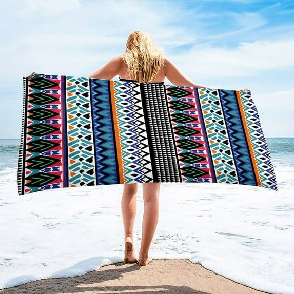 dinapents Jumbo 75x150cm Beach Towel - Absorbent Microfiber Printed Square Shawl with Anti-Sand Feature for Vacation