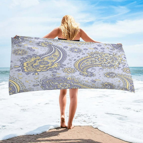 dinapents Jumbo 75x150cm Beach Towel - Absorbent Microfiber Printed Square Shawl with Anti-Sand Feature for Vacation