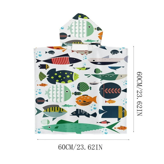 dinapents Kids Hooded Beach Towel 60x60cm Quick-Dry Sand-Resistant Changing Robe with Cartoon Patterns for Toddlers Swimming Pool & Outdoor Activities