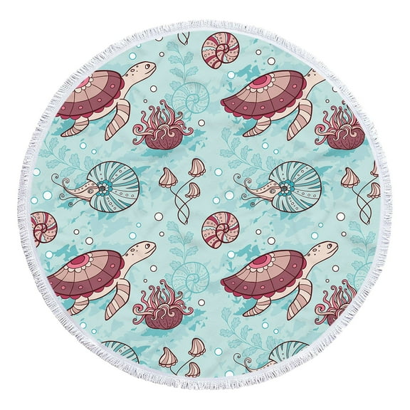 dinapents Oversized Bath Towel - Tropical Sea Turtle Printed Microfiber Multi-Purpose Beach Blanket & Yoga Mat