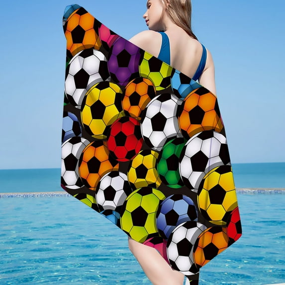 dinapents Oversized Square Beach Towel 75x150cm - Summer Microfiber Lightweight Towel with Anti-Sand Technology, Travel-Friendly & Space-Saving Design