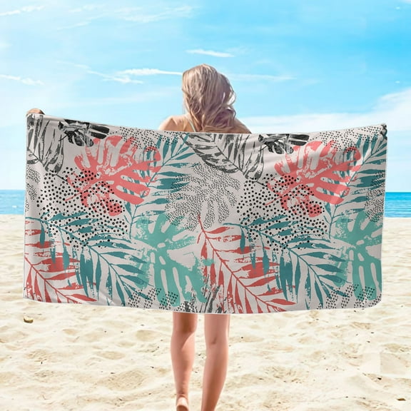 dinapents Printed Beach Towel 75x150cm - Soft Microfiber Square Design, Sand-Resistant for Pool, Picnic, Outdoor Activities