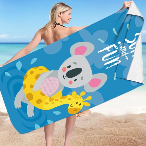 dinapents Printed Microfiber Shawl 75x150cm - Oversized Square Beach Towel, Quick Dry Sandproof for Travel & Sports Events