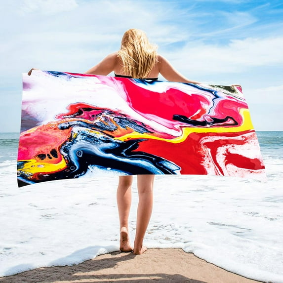 dinapents Printed Microfiber Shawl 75x150cm - Oversized Square Beach Towel, Quick Dry Sandproof for Travel & Sports Events