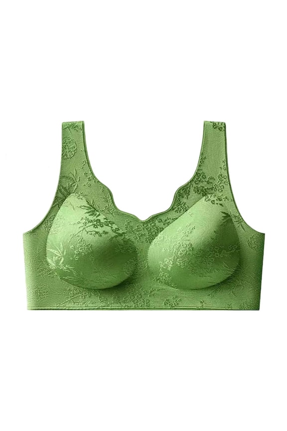 Seamless Wireless Bra for Women Plus Size Ruffle Wide Strap Pullover Bralette with Light Support & Adjustable Fit