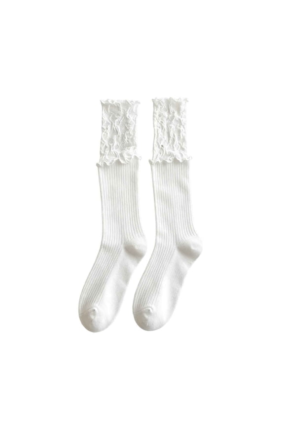 Slouch Socks Women Ruffle Trim Crew Socks with Stacked Scrunched Design Scrunched Socks for Casual Style