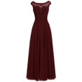 thumbnail image 1 of dinavian Women's Scoop Neck Long Chiffon Evening Formal Party Ball Gown Prom Bridesmaid Dress, 1 of 3
