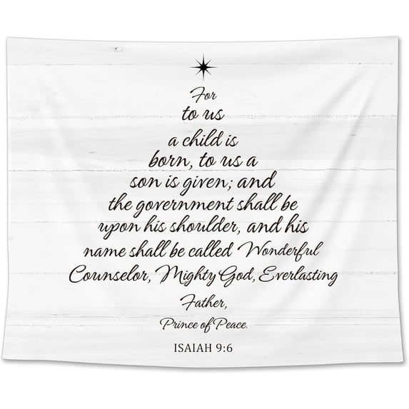 dinii Christmas Christian Tapestry, Bible Verse Christmas Wall Tapestry for Bedroom, Religious Xmas Scripture Tree Tapestries Wall Hanging Decor for Church Home Bedroom Living Room, 50x60 Inches