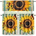 thumbnail image 1 of dinii Fall Kitchen Curtain and Valance Set Yellow Sunflower Thanksgiving Cafe Bar Window Curtains Bright Floral Light Filtering 24" Length Tier and Valance for Farmhouse Country 3 Pcs Window Curtain, 1 of 4