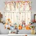 thumbnail image 1 of dinii Fall Kitchen Curtains and Valance Set of 3, Autumn Pumpkin Kitchen Window Tier Curtains Floral Eucalyptus Leaves Farmhouse Window Valances Rod Pocket Panels for Fall Home Decor, 1 of 6