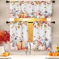 thumbnail image 1 of dinii Fall Leaves Floral Kitchen Curtains with Valance and Tier Sets 36 Inch, 3 Pieces Autumn Pumpkin Leaf Rod Pocket Drapes Window Treatment Curtains for Kitchen Over Sink Dining Room Decor, 1 of 6