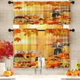 thumbnail image 1 of dinii Fall Sunset Orange Pumpkin Kitchen Curtains with Valance and Tier Sets 36 Inch, 3 Pieces Sunflower Scarecrow Rod Pocket Drapes Window Treatment Curtains for Kitchen Over Sink Dining Room Decor, 1 of 6