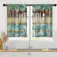 thumbnail image 1 of dinii Farmhouse Kitchen Curtains 36 Inch Length Country Brown Wooden Window Short Tier Curtains Over Sink Set of 2, White Doodle Rustic Vintage Small Kitchen Decor, 1 of 6