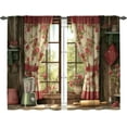 thumbnail image 1 of dinii Rose Kitchen Curtains Cafe Curtains for Bathroom Dining Room Living Room Pocket Window Drapes 2 Panels Set 28"x36", 1 of 5