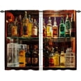 thumbnail image 1 of dinii Wine Bottle Kitchen Curtains Cafe Curtains for Bathroom Dining Room Living Room Pocket Window Drapes 2 Panels Set 28"x36", 1 of 5