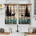 thumbnail image 1 of dinii Wooden Barn Door Kitchen Curtains: Farmhouse Vintage Plank Striped Short Cafe Curtains Decor for Living Room Tier Curtains for Bathroom Rod Pocket Window Drapes 36 Inch Length 2 Panels Set, 1 of 5